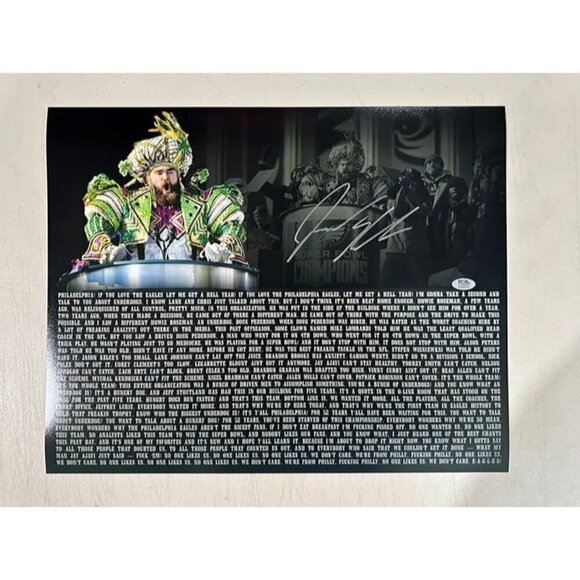 Jason Kelce signed autographed Eagles SBLII Parade Speech 16x20 Photo PSA - Picture 1 of 3